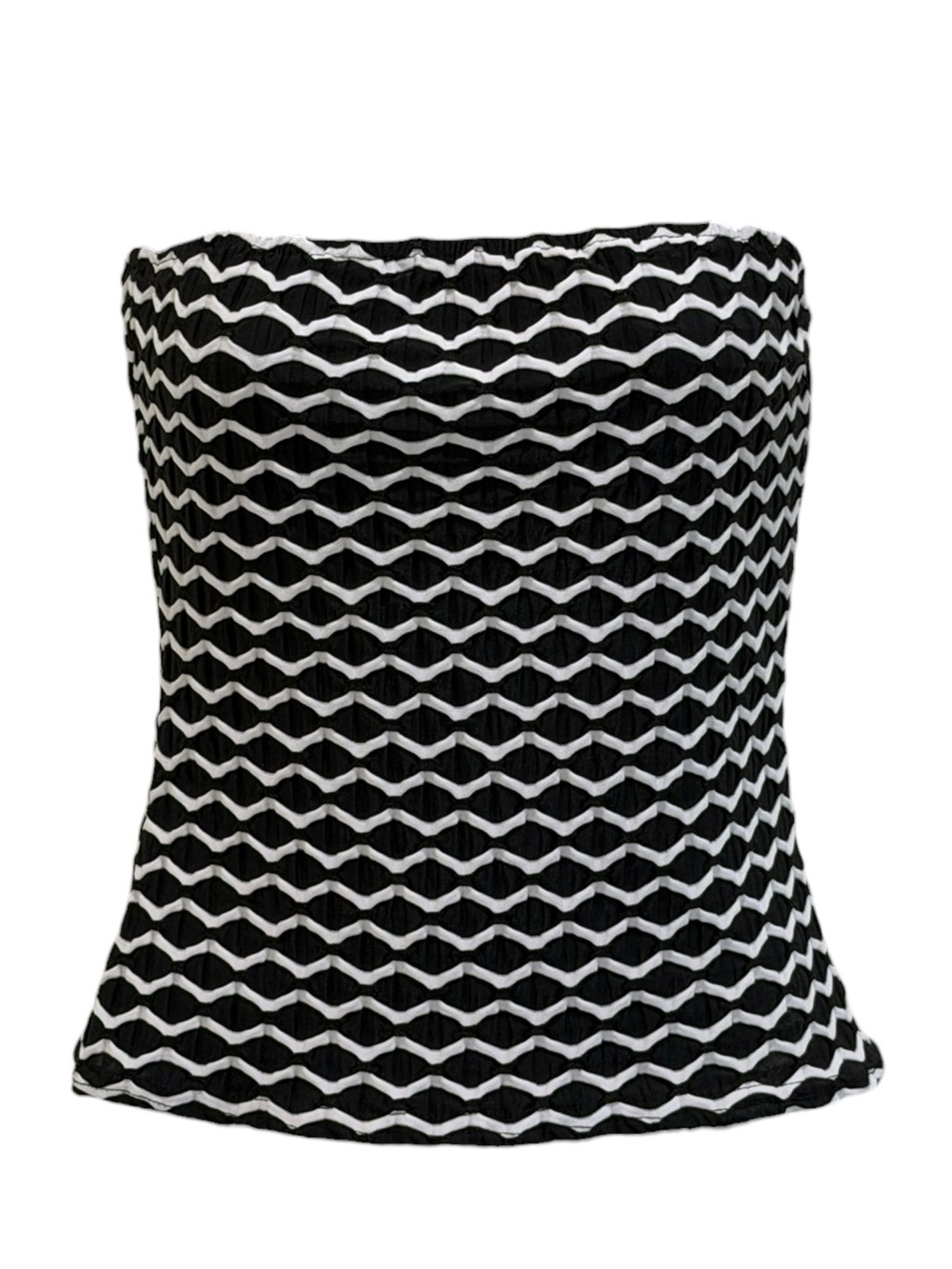 Y2K Breakin’ Loose Black & White Textured Tube Top